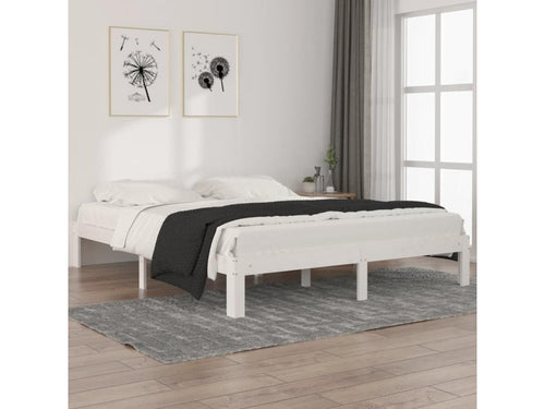 White bed frame, solid pine wood, 160x200 cm