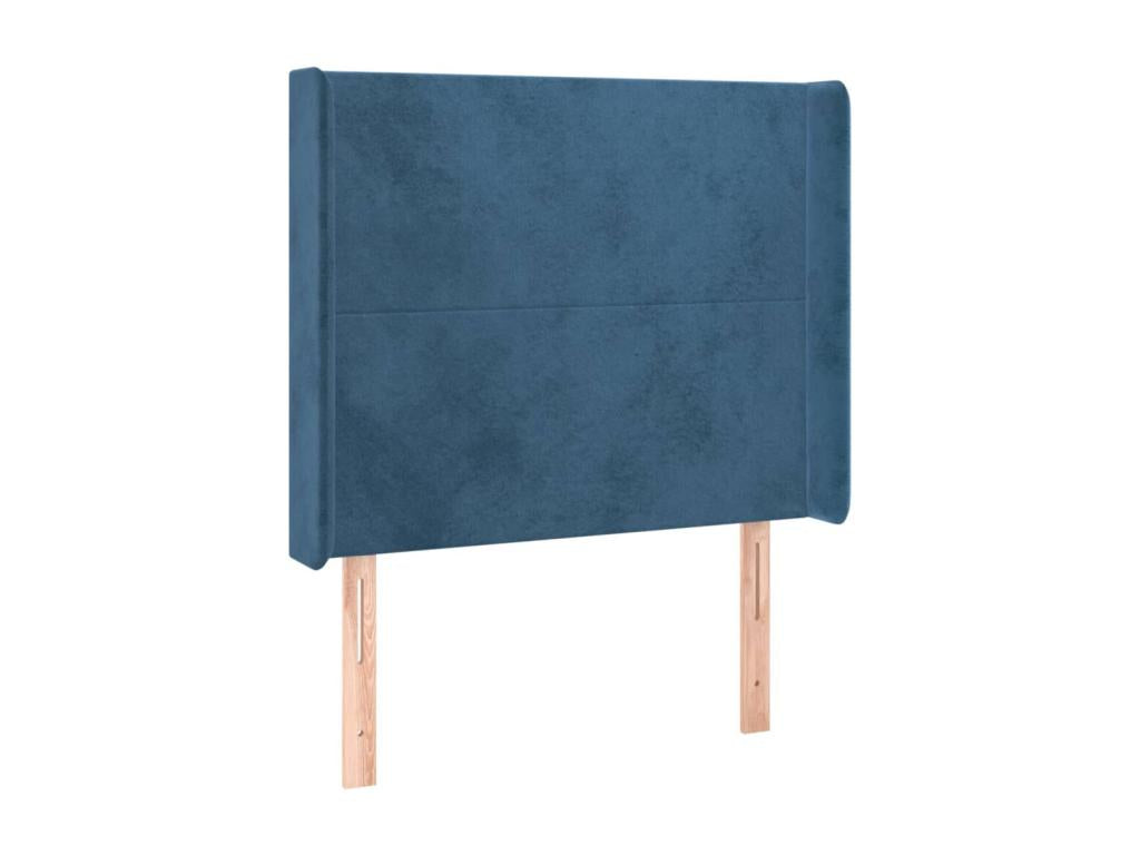 Headboard with wings, Dark blue, 83x16x118/128 cm, Velvet