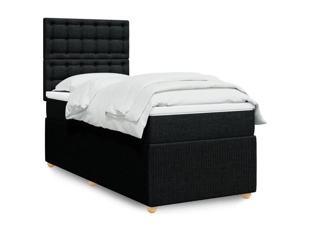 Bed base in Vertchez with black mattress 90x200 cm fabric