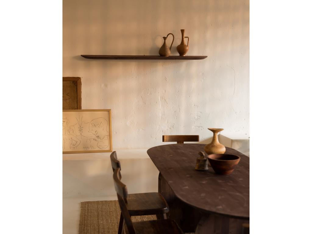 Round shelf in brown floating fir wood 100x3.2cm - Vertchez