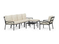 7-piece garden furniture set with sand-colored steel cushions