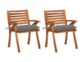 Garden dining chairs with cushions, 2 pcs, solid wood, 17