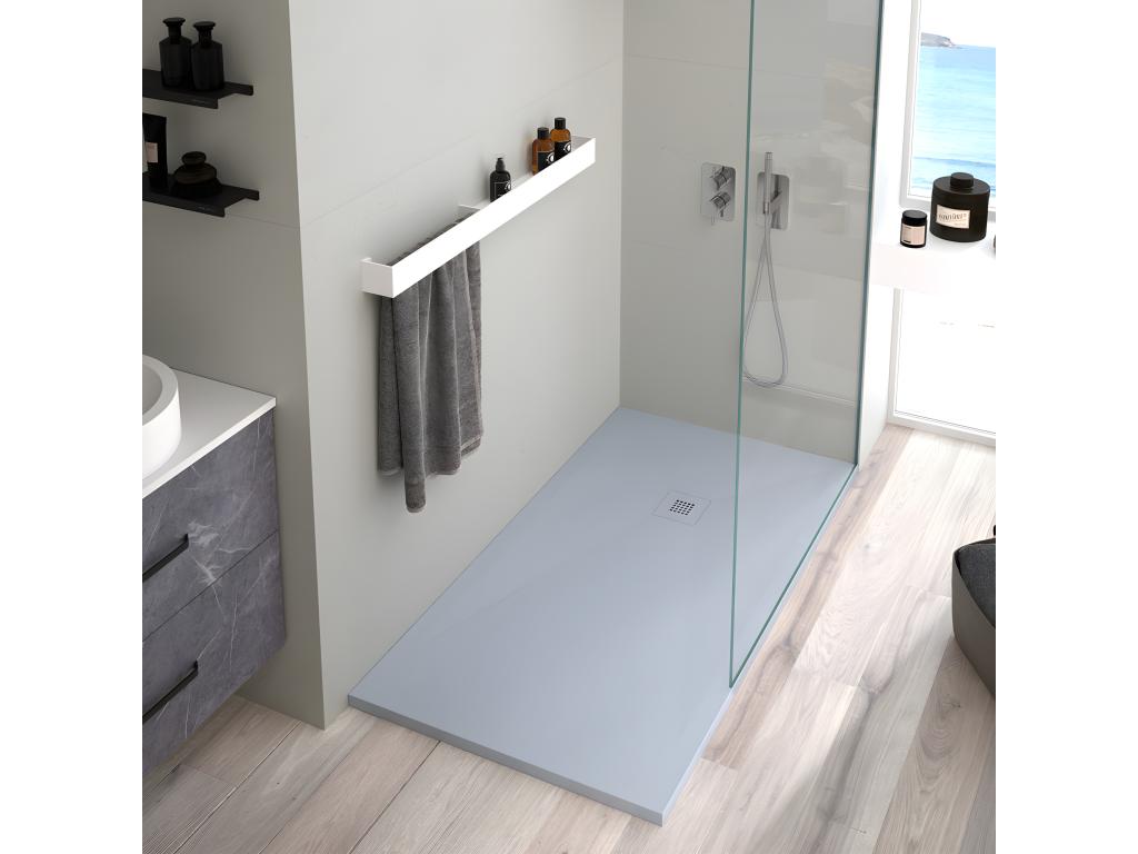 Vertchez Plus grey slate finish shower tray with coloured drain cover - 80x80 cm
