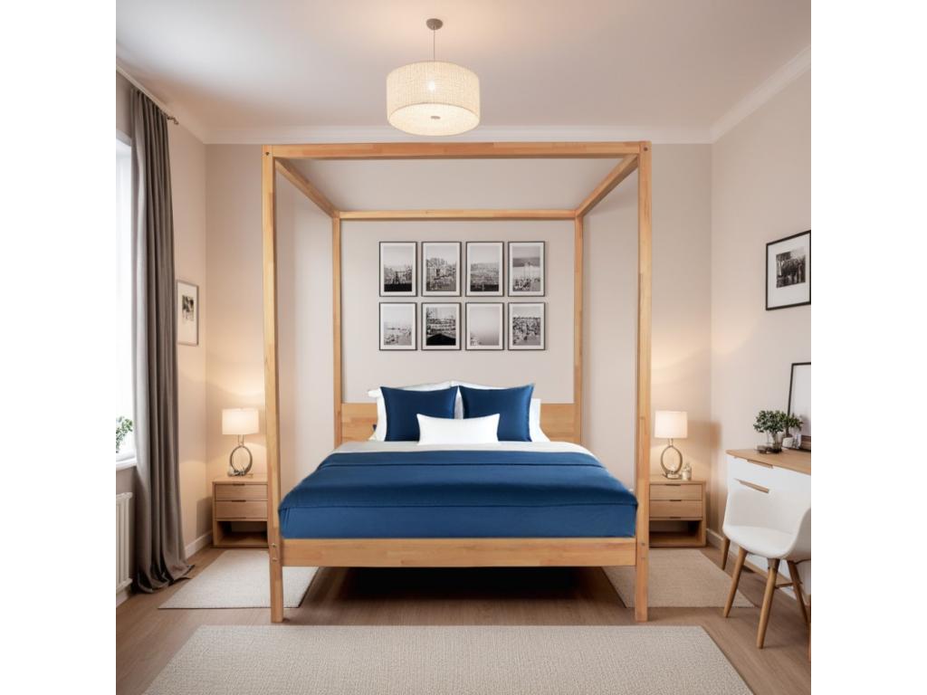 ROMANCE FOURTH-COVERED DOUBLE BED 160x200 / SOLID OILED BEECH