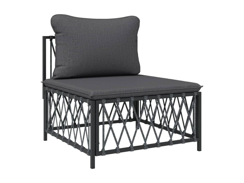 Garden furniture set with cushions, 9 pieces, anthracite steel