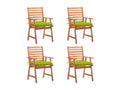 4-piece outdoor dining chairs with cushions, solid wood, Vertchez