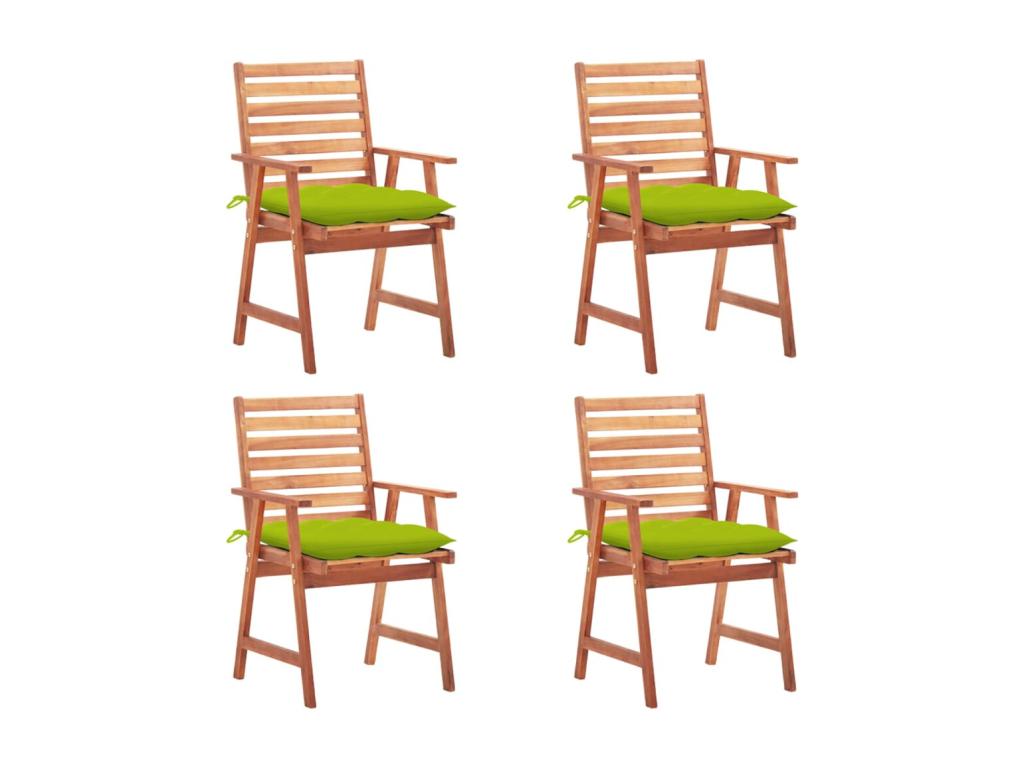 4-piece outdoor dining chairs with cushions, solid wood, Vertchez