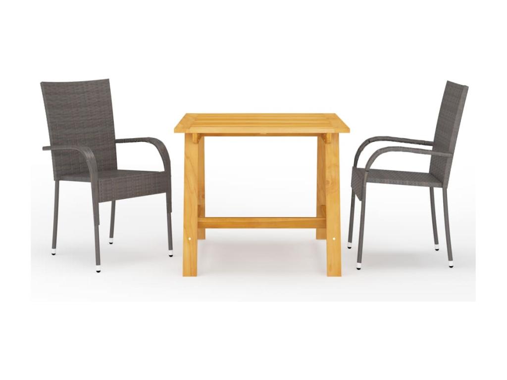 3-piece garden dining set, brown