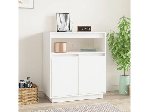 White sideboard 70x34x80 cm Solid pine wood