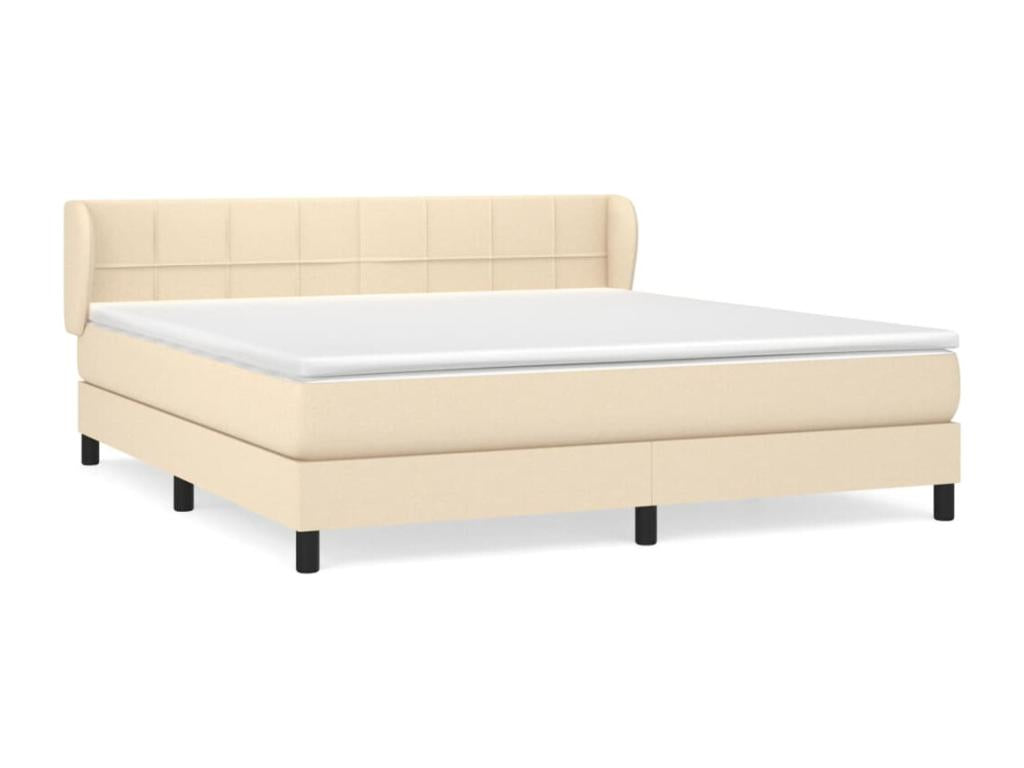 Upholstered bed base with mattress, Cream, 160x200 cm, Fabric
