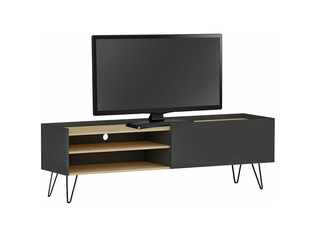 Vertchez TV stand in dark grey-natural, 120x33x49.5 cm