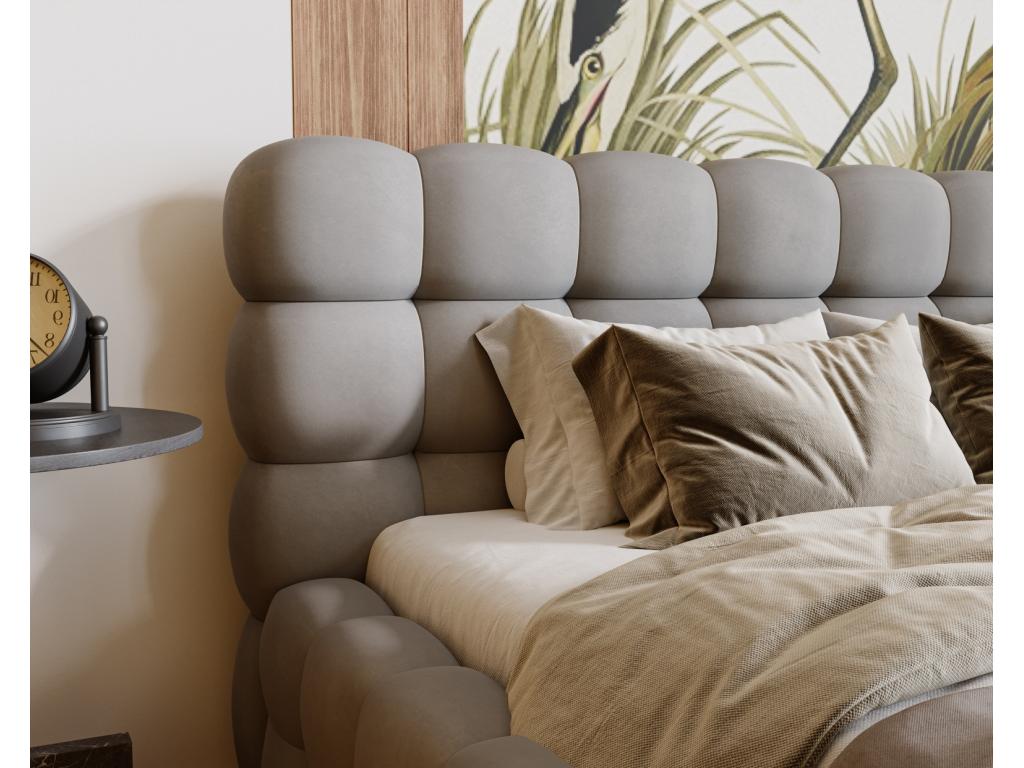 Vertchez Bed Vertchezé Parlas Bis - Double bed 140x200 with slatted base and storage - Amor Velvet Grey fabric 4318