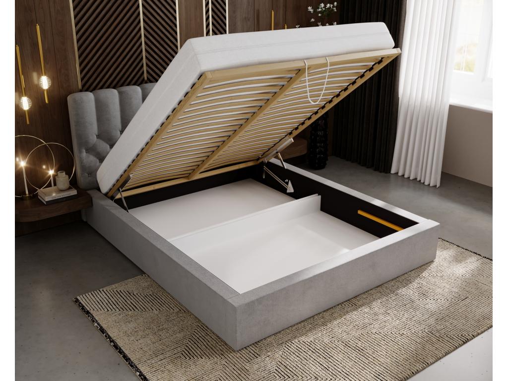 Vertchez Sevilla Upholstered Bed 160x200 - High Upholstered Headboard with Storage - Vertchez Grey Bed Vertchez Velvet 2217