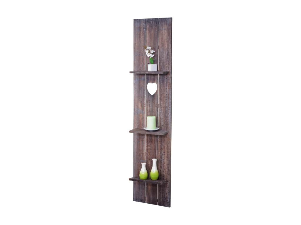 Vertchez-C92 wall shelf panel with 3 tiers 150x33x13cm solid vintage wood - brown Vertchez