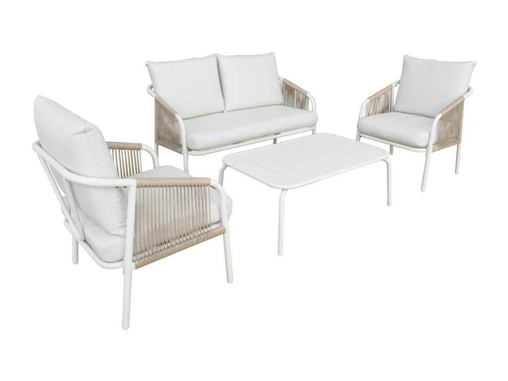 Meublita steel garden furniture set - 4 people - white and beige