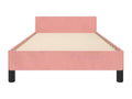 Bed frame and headboard without mattress, pink, 80x200 cm, velvet