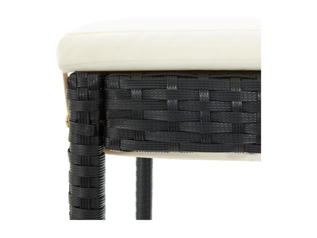 5-piece garden bar set and cushions, black woven resin