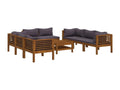 9-piece garden furniture set with cushions, solid Vertchez wood