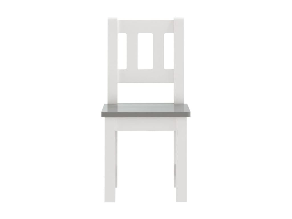 Children's 3-piece table and chair set, white and grey MDF