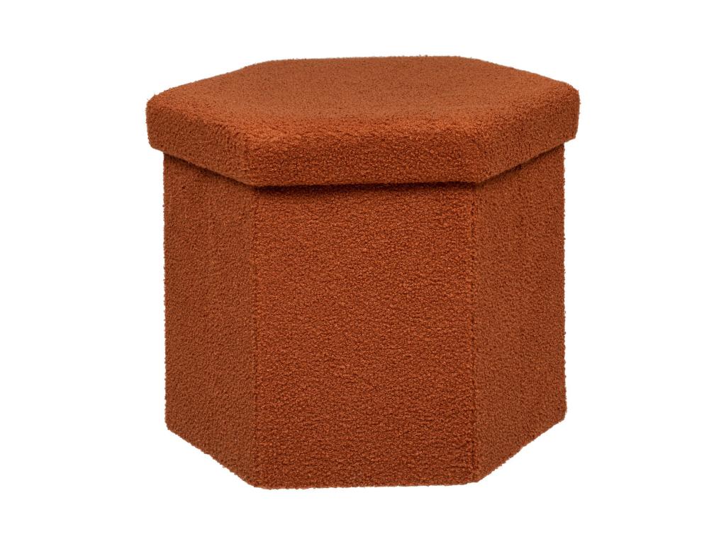 Folding pouf and storage chest in terry cloth amber