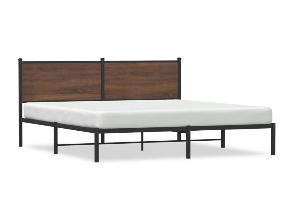 Metal bed frame without mattress, brown oak, 180x200 cm