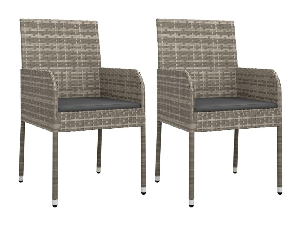 3-piece garden dining set with grey resin wicker cushions