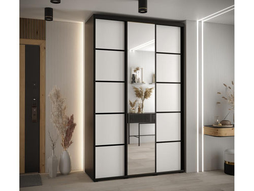 Meublita 5 Sliding Door Wardrobe 235.2/150/60 3 Doors Black/White/Black