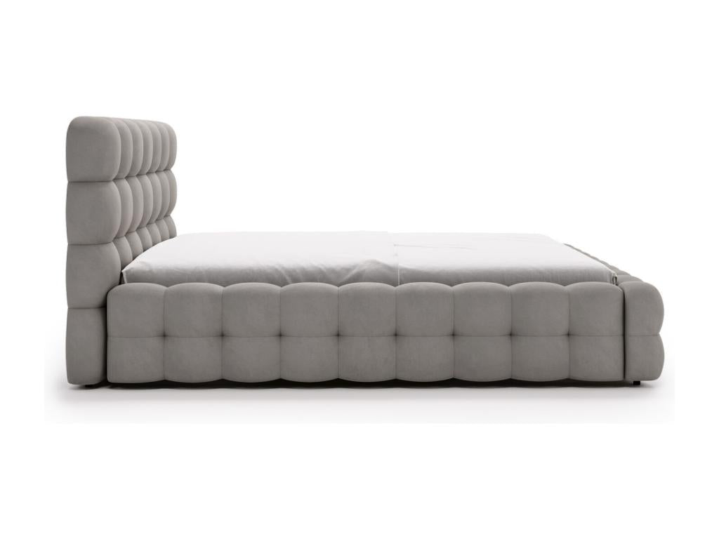 Vertchez Bed Vertchezé Parlas Bis - Double bed 140x200 with slatted base and storage - Amor Velvet Grey fabric 4318