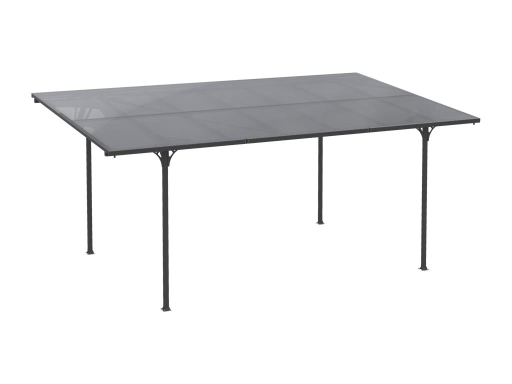 Rigid lean-to furniture alu steel- polycarbonate roof dim- 5L x 2.99lx 2.23H m gray