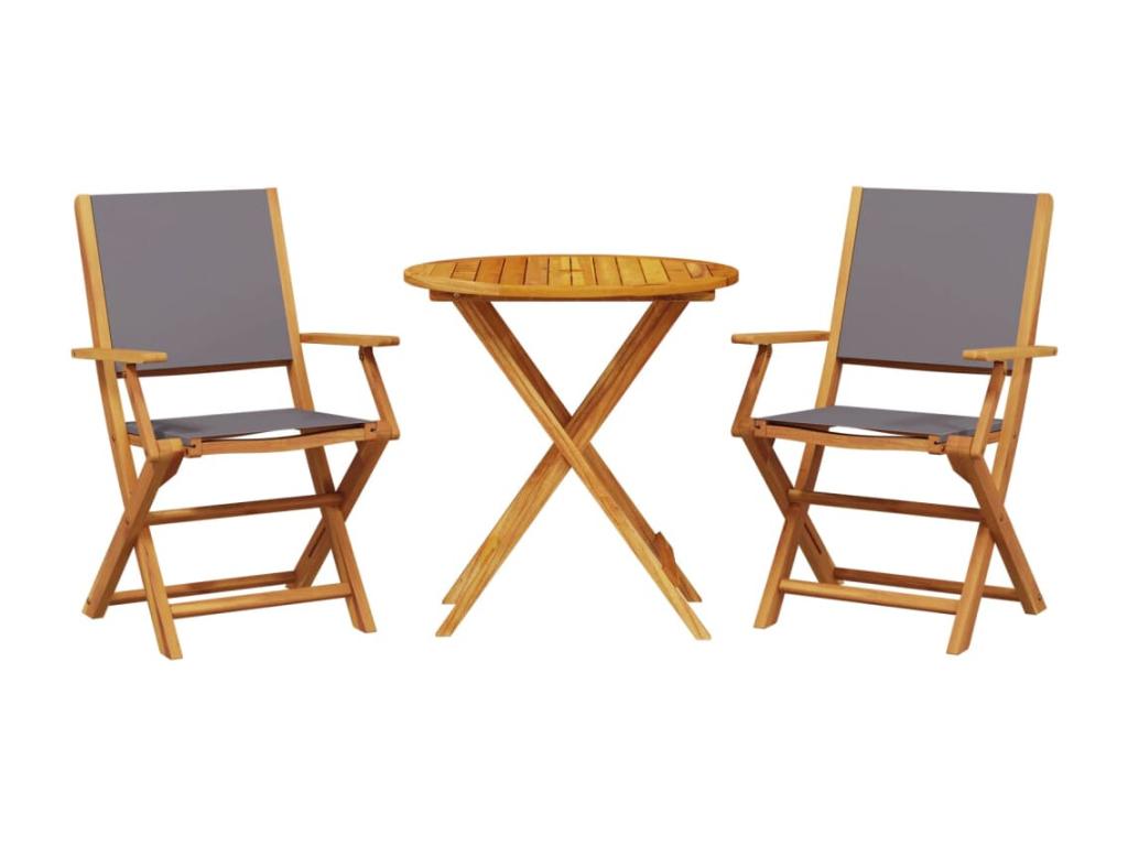 Meublita 3-piece set in anthracite fabric and solid wood