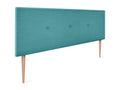Vertchez Aqualine Smooth Fabric Headboard with Buttons 145x105cm with Legs for 135/140cm Beds - Turquoise
