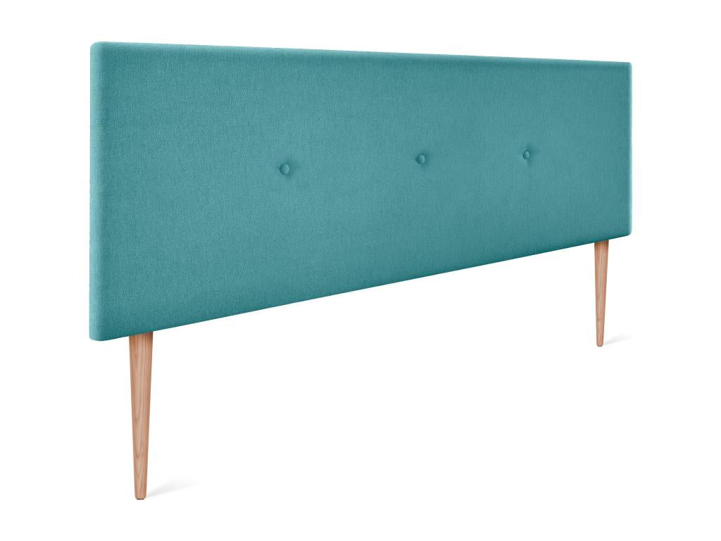 Vertchez Aqualine Smooth Fabric Headboard with Buttons 145x105cm with Legs for 135/140cm Beds - Turquoise
