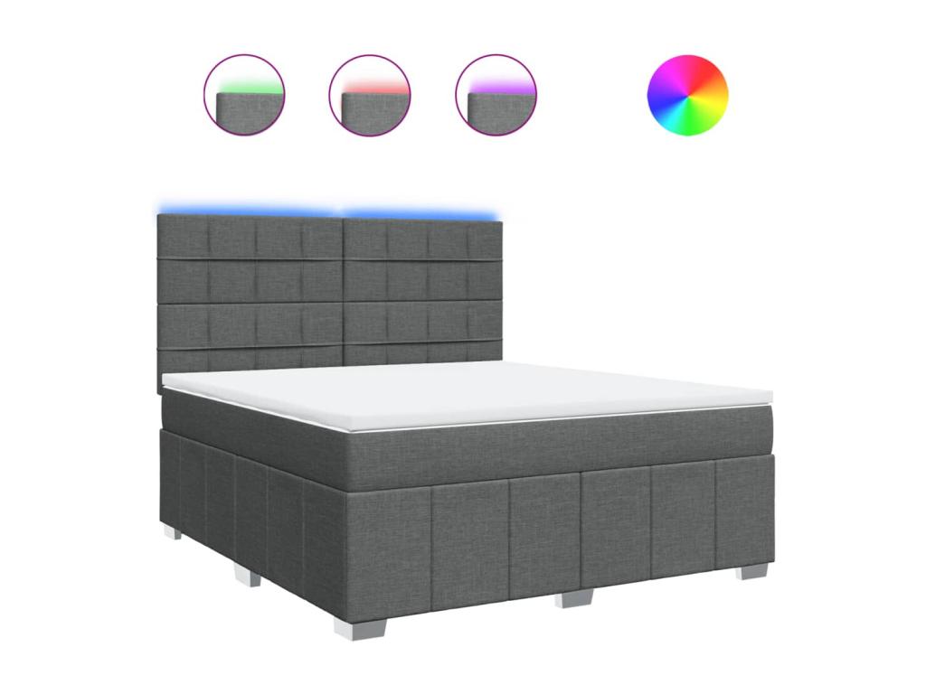 Bed base in Vertchez with dark grey mattress 180x200cm Fabric