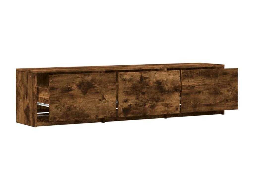 TV stand with LED lighting, smoked oak, 165x34x40 cm, engineered wood