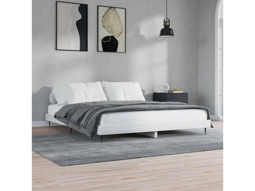 High-gloss white bed frame, 180x200 cm, engineered wood