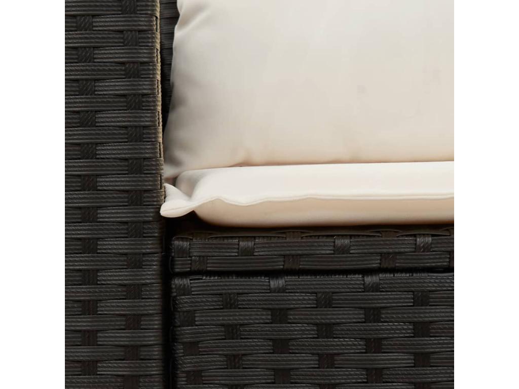 Garden sofa with cushions, 2-seater, black woven resin