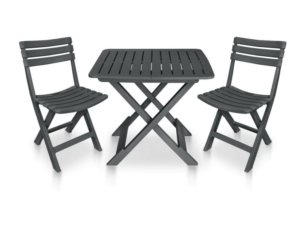 Vertchez Folding Furniture 3 pcs Plastic Anthracite