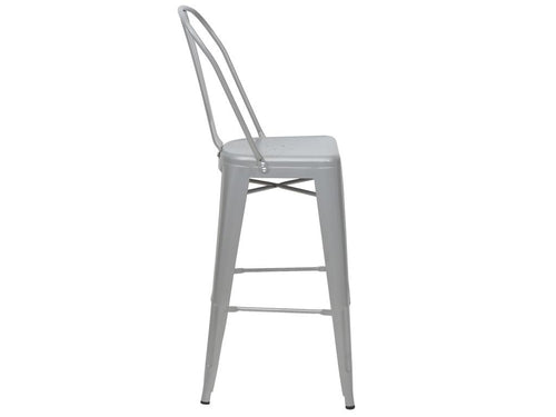 2x Meublita-A73 bar stools, counter chairs with metal backrest, industrial design - grey