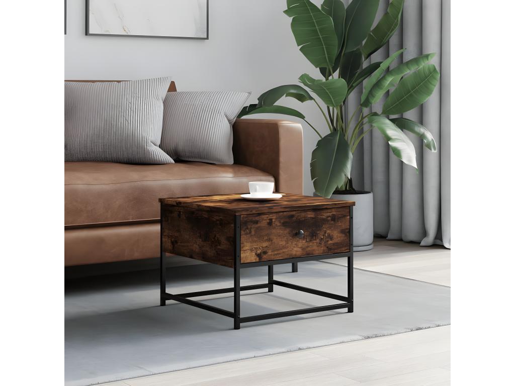 Smoked oak coffee table 51x51x40 cm engineered wood