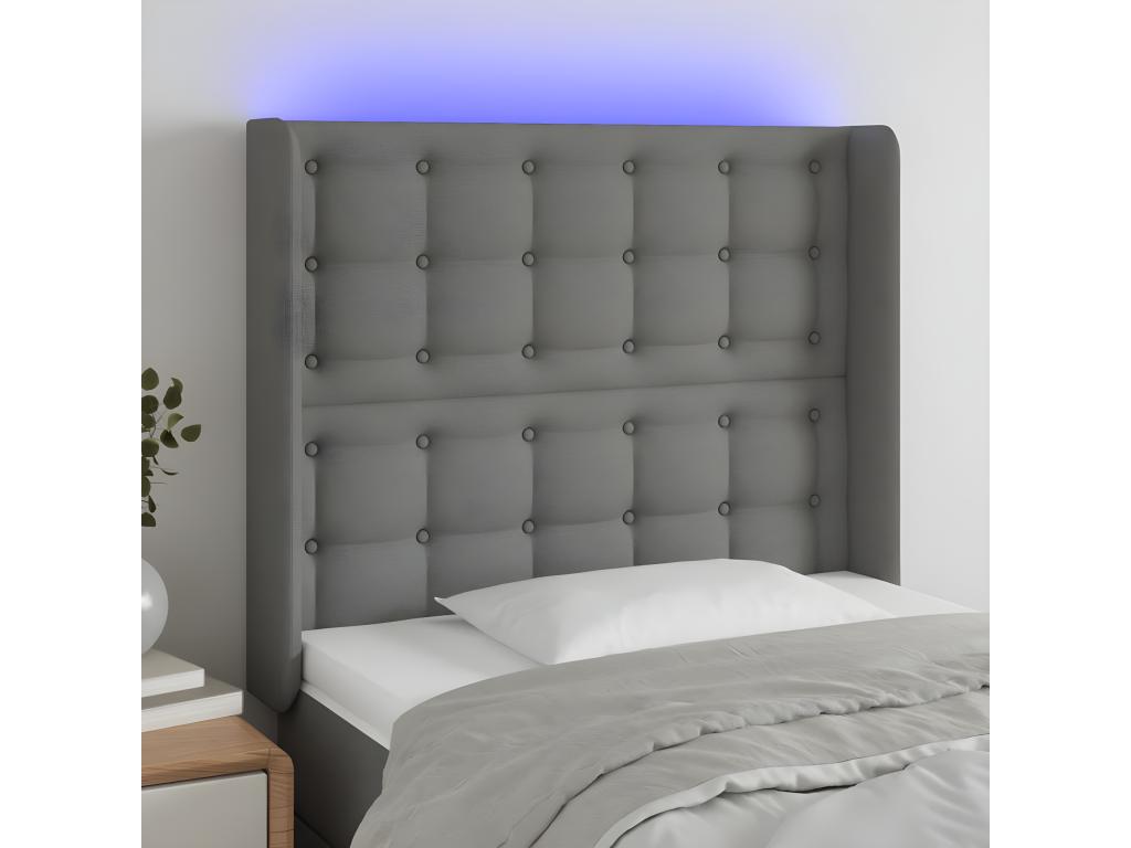 Dark Grey LED Headboard 83x16x118/128 cm Fabric