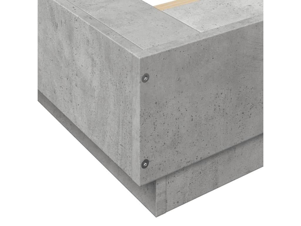 Bed frame and Vertchezères LED without mattress concrete gray 140x190 cm