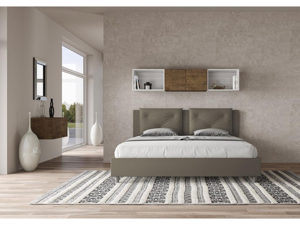 Vertchez upholstered storage bed 200x200 cm, cappuccino faux leather