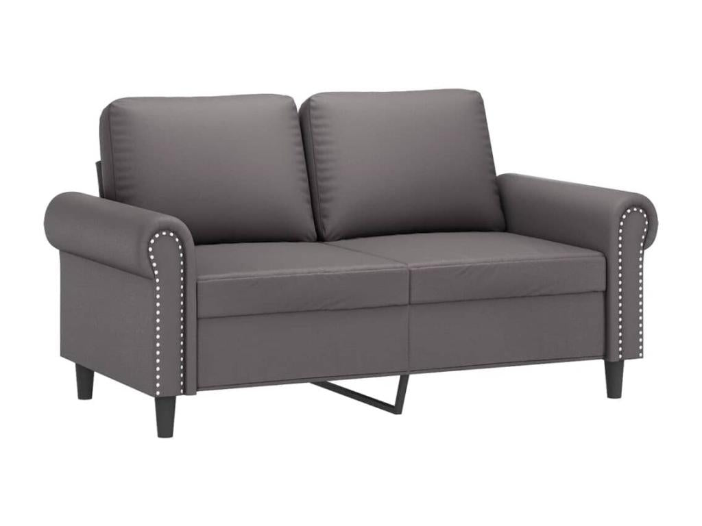 2-piece sofa set with cushions, grey faux leather