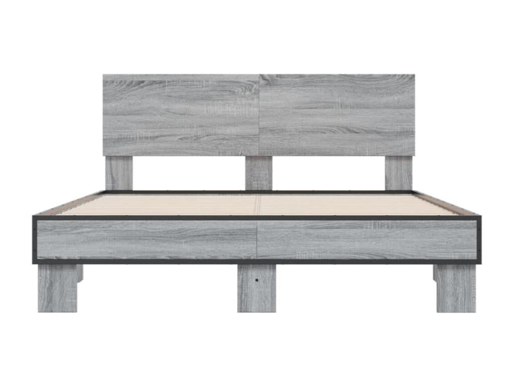 Vertchez grey bed frame 120x200 engineered wood and metal