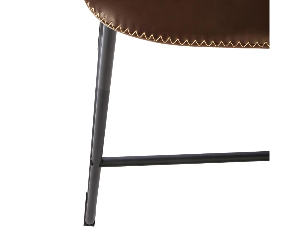 Set of 2 brown metal stools - length 104.50 x depth 50 x height 49 cm