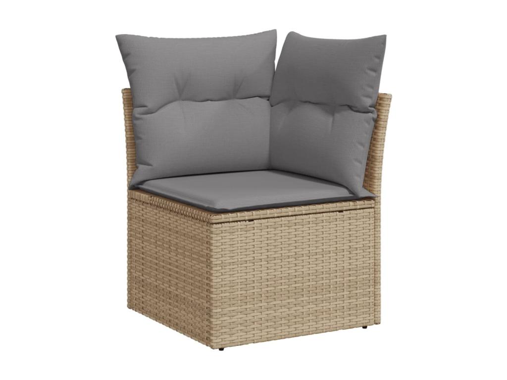 11-piece garden furniture set with beige resin wicker cushions