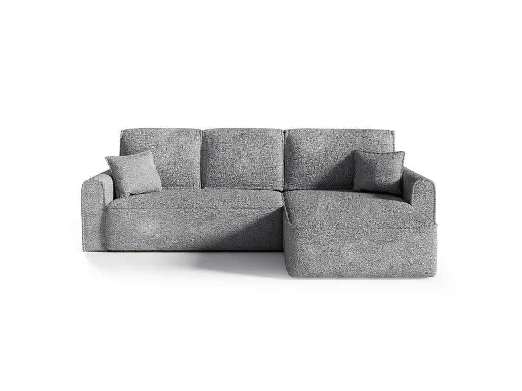 Valentin 4-seater reversible corner sofa bed with storage, curly gray