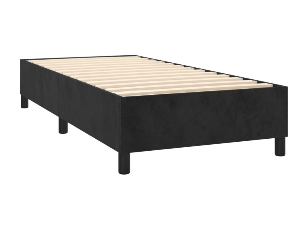 Upholstered bed base with mattress, black, 90x190 cm, velvet