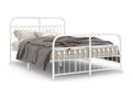 Metal bed frame without mattress and white bed legs, 137x190 cm
