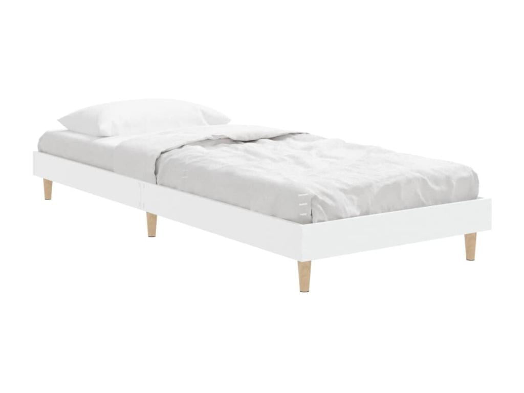 White bed frame 75x190 cm engineered wood